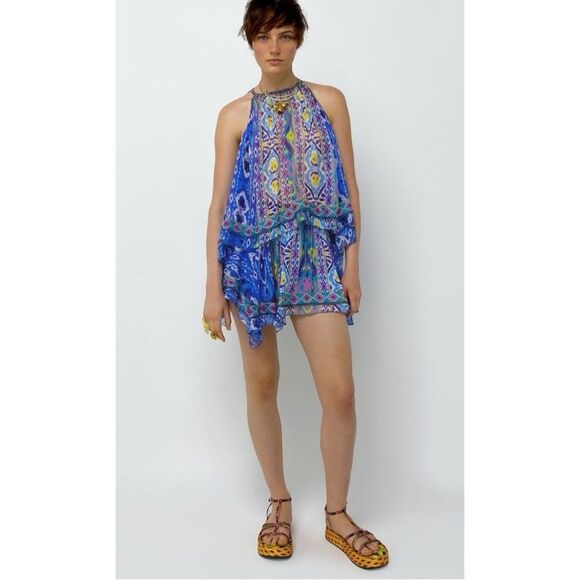 ZARA NWT Boho Mixed Prints Asymmetrical Hem Mini Skirt XS - Picture 15 of 16